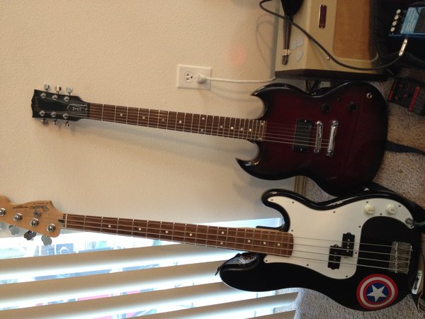 New bass I just snagged. Fender mex precision bass. Gibson SG-X with an EMG